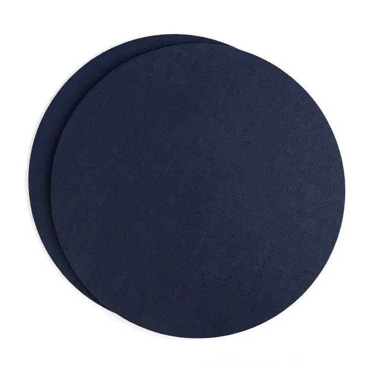 Round Linen Placemats-Navy